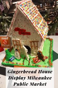 cute gingerbread house displayed in Milwaukee public market