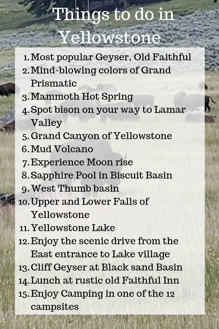 Yellowstone bucket list