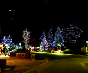 lights on Village Drive in Big bear village